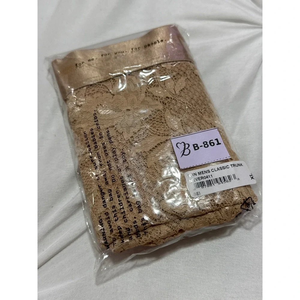 Cosabella Never Say Never Lace Trunk Shorts‎ Nude Beige Size XL